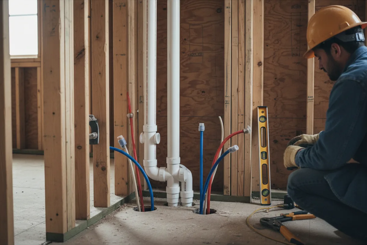 Drain and supply rough-in during Garbage Disposal Repair in Fairview